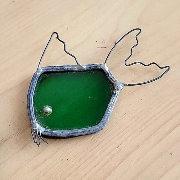 Vintage Stained Glass Bird & Fish - Picture 3 of 3